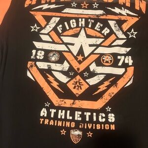 American Fighter Black and Orange Athletic Graphic Tee